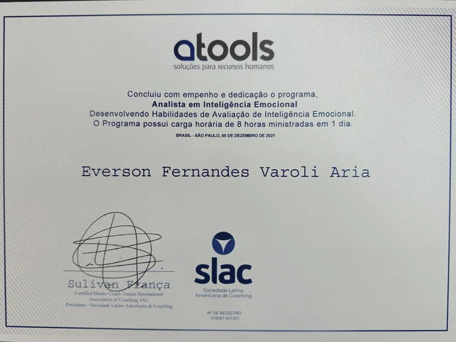 Certificado de Everson Varoly: Análise de inteligência emocional